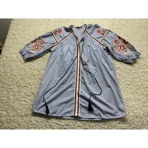 Romeo & Juliet Couture Cotton Dress Women's XL Above the Knee Boho Embroidered